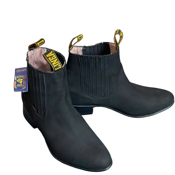 Linea De Oro Botin Tacon, Oil Leather/suede/piel Graso (black/negra)size 8 men - Picture 2 of 15